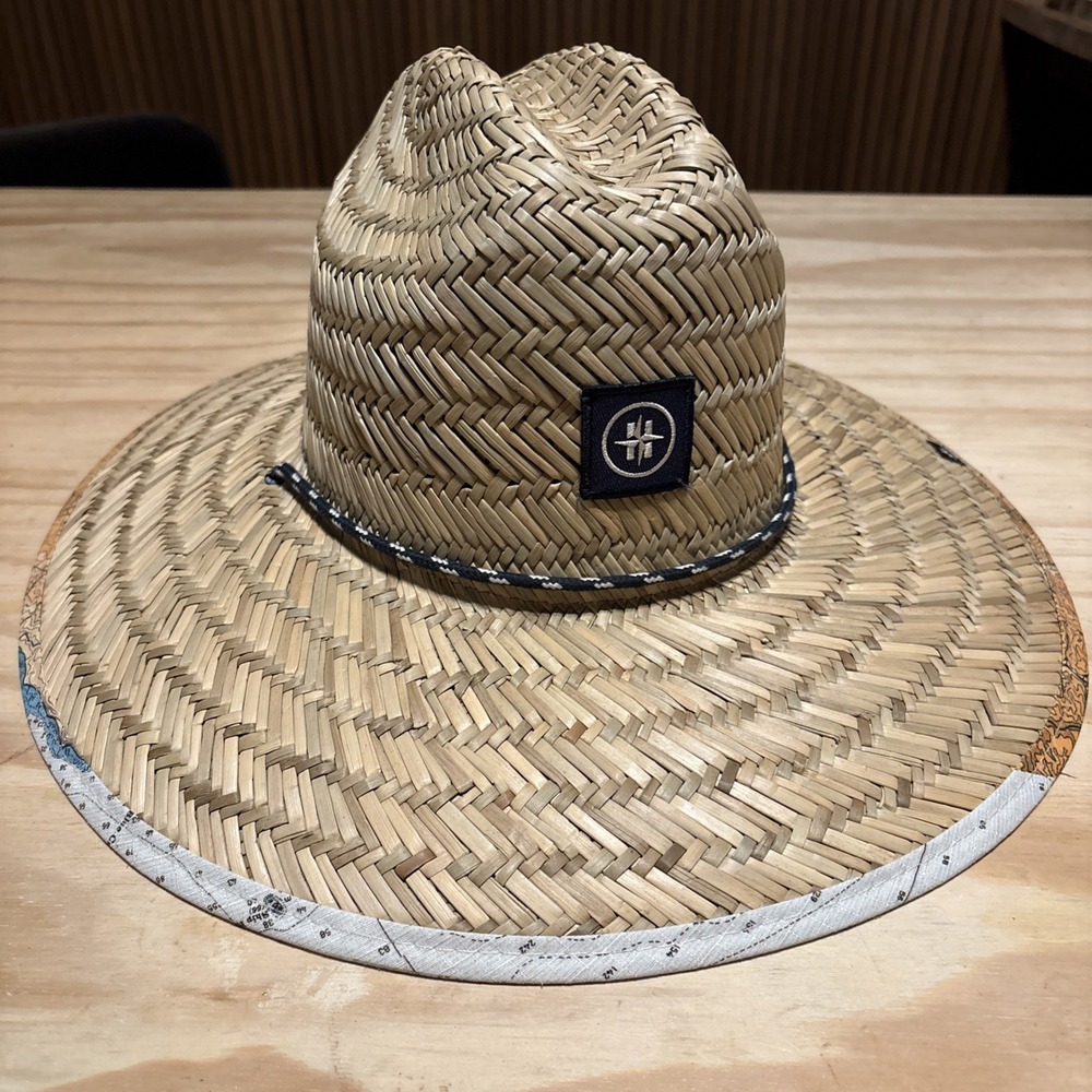 HEMLOCK Tan Straw Hat One Size Chin Tightener  Atlas Globe Bottom Outdoors